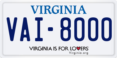 VA license plate VAI8000