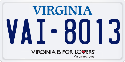 VA license plate VAI8013