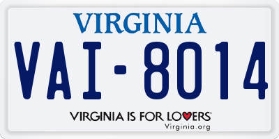 VA license plate VAI8014