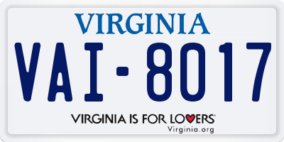 VA license plate VAI8017