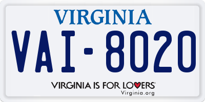 VA license plate VAI8020