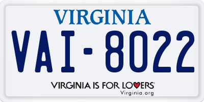 VA license plate VAI8022