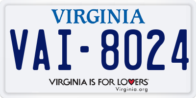 VA license plate VAI8024