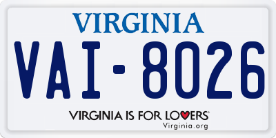 VA license plate VAI8026