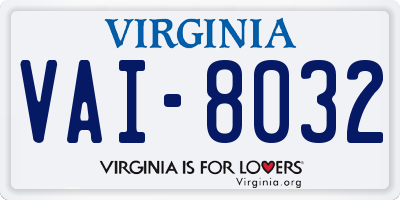 VA license plate VAI8032