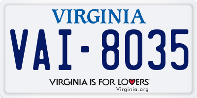 VA license plate VAI8035