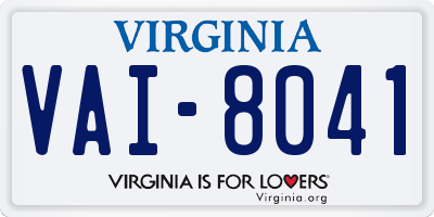 VA license plate VAI8041