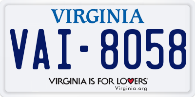 VA license plate VAI8058
