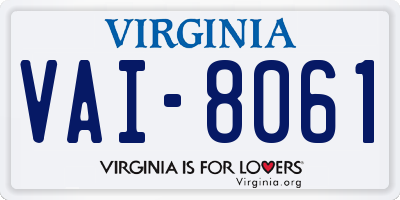VA license plate VAI8061