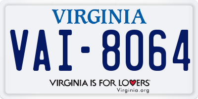 VA license plate VAI8064