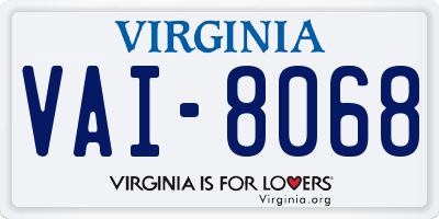 VA license plate VAI8068