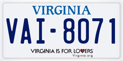 VA license plate VAI8071