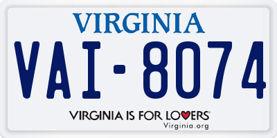 VA license plate VAI8074