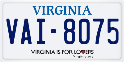 VA license plate VAI8075