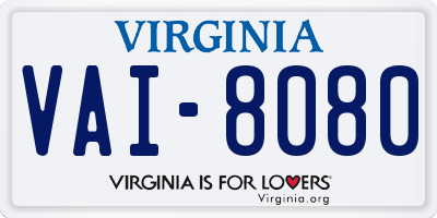 VA license plate VAI8080