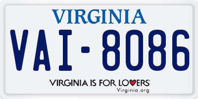 VA license plate VAI8086