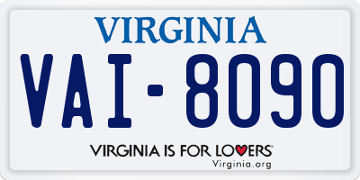 VA license plate VAI8090