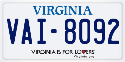 VA license plate VAI8092