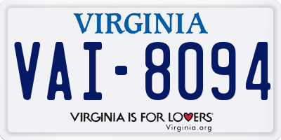 VA license plate VAI8094