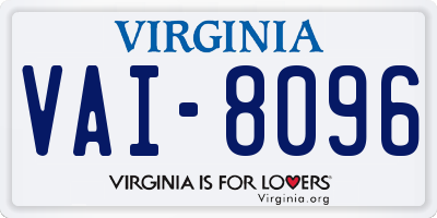 VA license plate VAI8096
