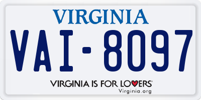 VA license plate VAI8097