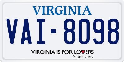 VA license plate VAI8098