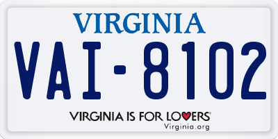 VA license plate VAI8102