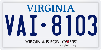 VA license plate VAI8103