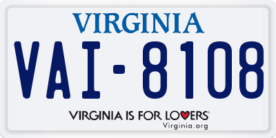 VA license plate VAI8108