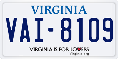 VA license plate VAI8109