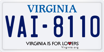 VA license plate VAI8110