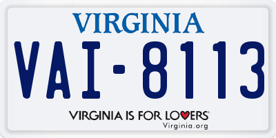 VA license plate VAI8113