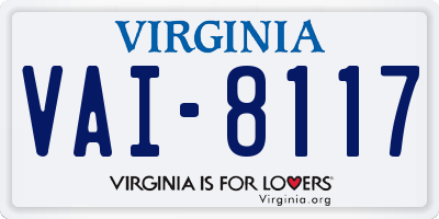 VA license plate VAI8117
