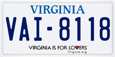 VA license plate VAI8118