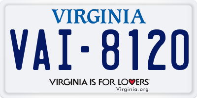 VA license plate VAI8120