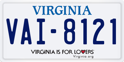 VA license plate VAI8121