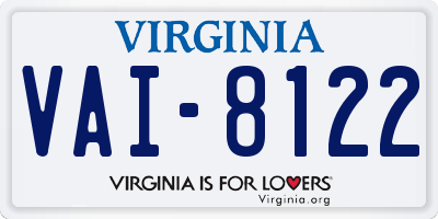 VA license plate VAI8122
