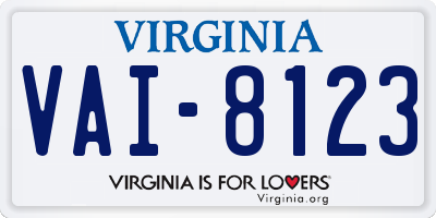 VA license plate VAI8123