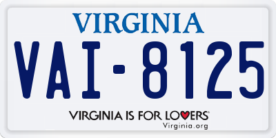 VA license plate VAI8125