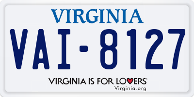 VA license plate VAI8127