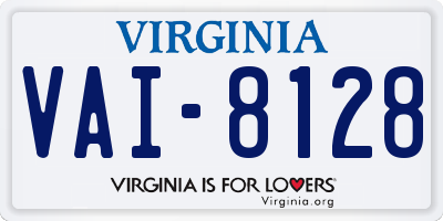 VA license plate VAI8128