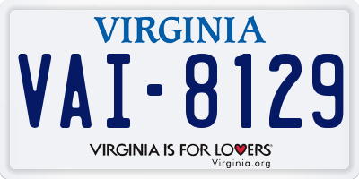VA license plate VAI8129
