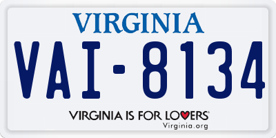 VA license plate VAI8134