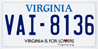 VA license plate VAI8136