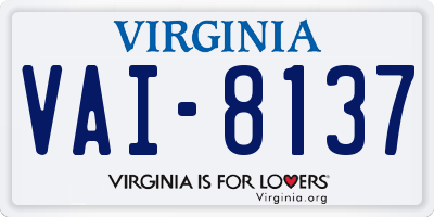 VA license plate VAI8137