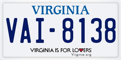 VA license plate VAI8138