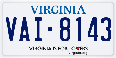 VA license plate VAI8143