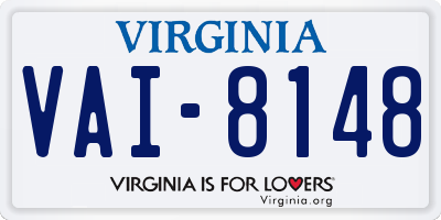 VA license plate VAI8148