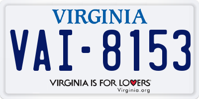 VA license plate VAI8153