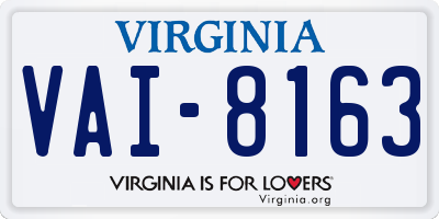 VA license plate VAI8163